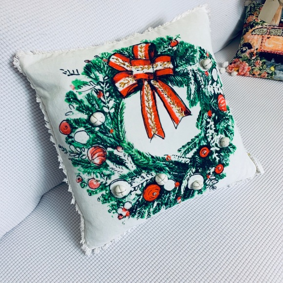 Hand Illustrated throw pillow cover Christmas - Picture 1 of 3